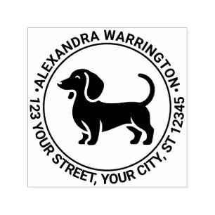 Dachshund-hond Staande Sil Naam Retouradres Zelfinktende Stempel