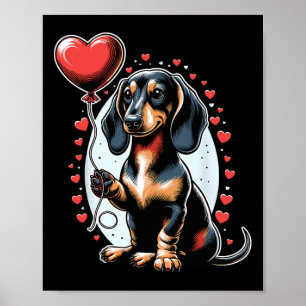Dachshund hond Valentijnsdag eigenaar van de hond  Poster