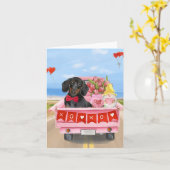 Dachshund-hond Valentijnsdag vrachtwagen harten Kaart (Gele Bloem)