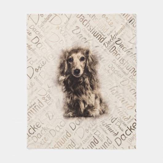 Dachshund-hond van Longhaire Fleece Deken (Voorkant)