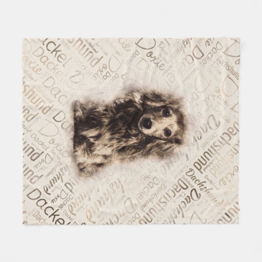 Dachshund-hond van Longhaire Fleece Deken (Voorkant (Horizontaal))
