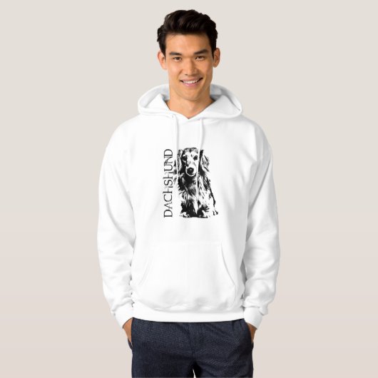 Dachshund-hond van Longhaire Hoodie (Voorkant volledig)