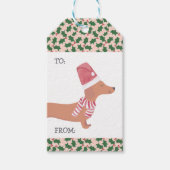 Dachshund Hond Vrolijk Kerstfeest Cadeaulabel (Voorkant)
