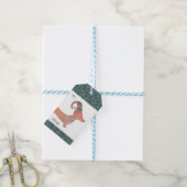 Dachshund Hond Vrolijk Kerstfeest Cadeaulabel (Met Touw)