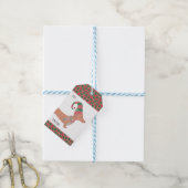 Dachshund Hond Vrolijk Kerstfeest Cadeaulabel (Met Touw)