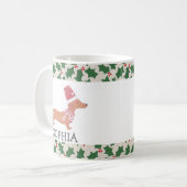 Dachshund Hond Vrolijk Kerstfeest Koffiemok (Voorkant links)