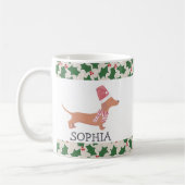 Dachshund Hond Vrolijk Kerstfeest Koffiemok (Links)
