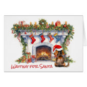 Dachshund Hond Wacht voor Kerstmis Open haard (Voorkant Horizontaal)