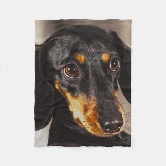 Dachshund Hond Water Kleur Olieverf Kunst Fleece Deken (Voorkant)