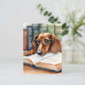 Dachshund Hond  Waterverf Briefkaart (Staand voorkant)