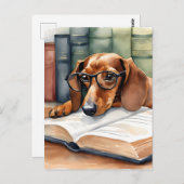 Dachshund Hond  Waterverf Briefkaart (Voorkant / Achterkant)