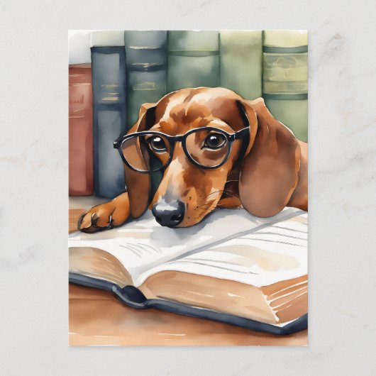 Dachshund Hond  Waterverf Briefkaart (Voorkant)