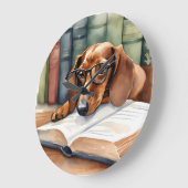 Dachshund Hond Waterverf Grote Klok (Hoek)