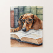 Dachshund Hond  Waterverf Legpuzzel (Verticaal)