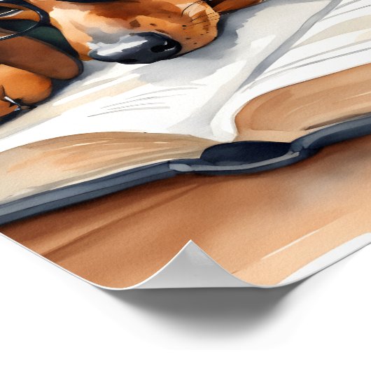 Dachshund Hond Waterverf Poster (Hoek)