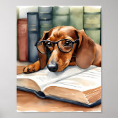 Dachshund Hond Waterverf Poster (Voorkant)