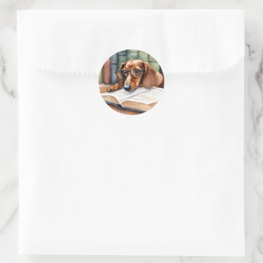 Dachshund Hond  Waterverf Ronde Sticker (Tas)
