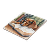 Dachshund Hond  Waterverf Tegeltje (Zijkant)