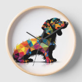Dachshund Hond wit Neon Wandklok (Voorkant)