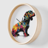 Dachshund Hond wit Neon Wandklok (Hoek)