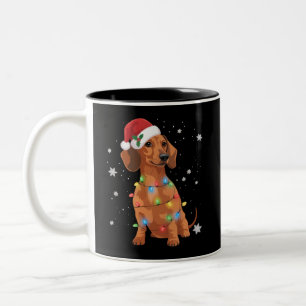 Dachshund Honden Boom Kerstmis Kerstmis Huisdier H Tweekleurige Koffiemok