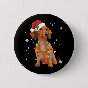Dachshund Honden Boom Kerstmis Xmas Huisdier Hond  Ronde Button 5,7 Cm