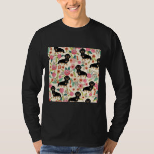 Dachshund-honden en -bloemen t-shirt