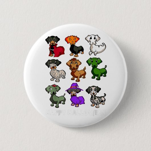 Dachshund Honden Halloween Happy Halloween Ronde Button 5,7 Cm (Voorkant)