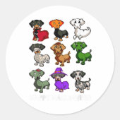 Dachshund Honden Halloween Happy Halloween Ronde Sticker (Voorkant)