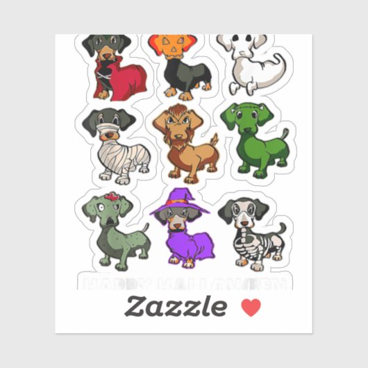 Dachshund Honden Halloween Happy Halloween Sticker (Vel)