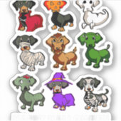 Dachshund Honden Halloween Happy Halloween Sticker (Voorkant)