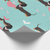 Dachshund-honden in liefde en hart naadloos patroo cadeaupapier (Hoek)