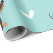 Dachshund-honden in liefde en hart naadloos patroo cadeaupapier (Rol Hoek)