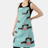 Dachshund-honden in liefde en hart naadloos patroo schort (Insitu)