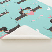 Dachshund-honden in liefde en hart naadloos patroo sherpa deken (3/4)
