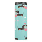 Dachshund-honden in liefde en hart naadloos patroo thermosbeker (Achterkant)