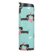 Dachshund-honden in liefde en hart naadloos patroo thermosbeker (Geroteerd rechts)