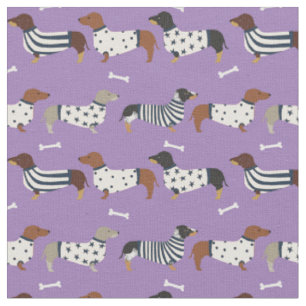 Dachshund-honden in zweet paars stof