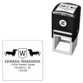 Dachshund Honden Initiële Crest Naam, Retouradres Zelfinktende Stempel (In situ)