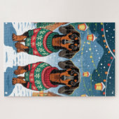 Dachshund Honden Kerst Sneeuw Feestdag Legpuzzel (Horizontaal)