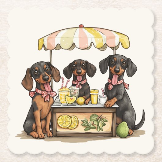 Dachshund Honden Limonadestand Kartonnen Onderzetters (Voorkant)