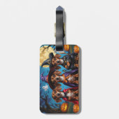 Dachshund honden pompoen Halloween grappig Bagagelabel (Achterkant verticaal)