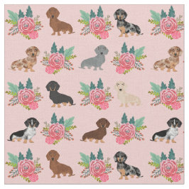 Dachshund-honden roze floralen stof