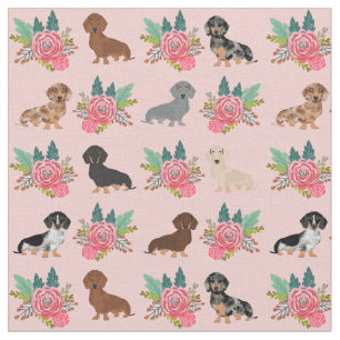 Dachshund-honden roze floralen stof