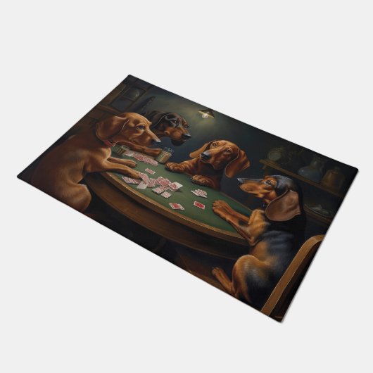 Dachshund Honden Spelen Poker Art Deurmat (Schuin)