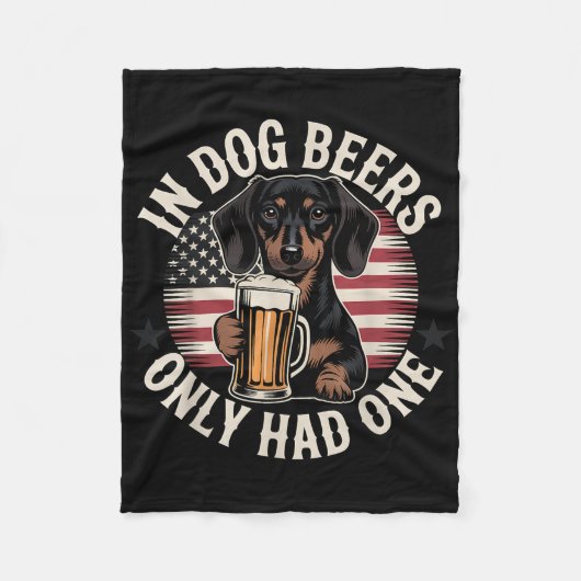 Dachshund Hondenbier Amerikaanse Vlag Grappig Cade Fleece Deken (Voorkant)