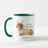 Dachshund hondengewei kerst geruite trui mok (Links)