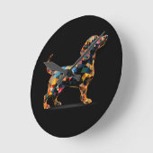 Dachshund Hondenklok, Neon Zwart Ronde Klok (Hoek)