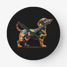 Dachshund Hondenklok, Neon Zwart