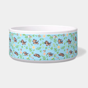 Dachshund Hondenkom Lentebloemen Pastel Huisdieron Voerbakje